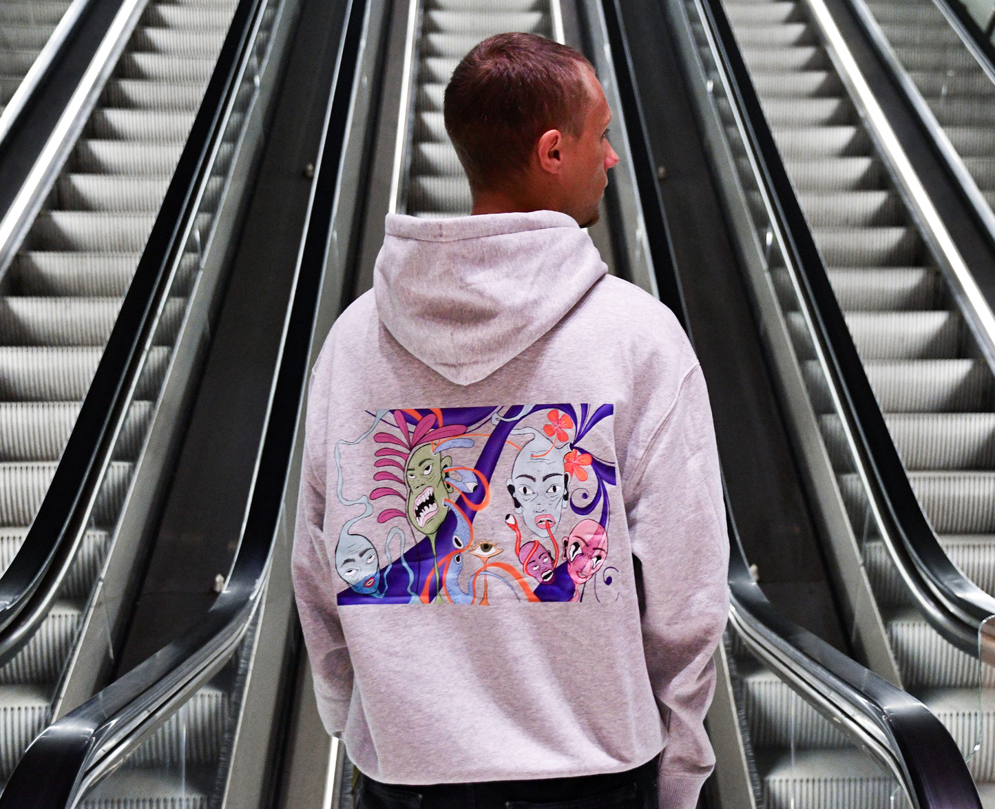 Sateria sees everything blindly unisex hooded sweatshirt heather grey