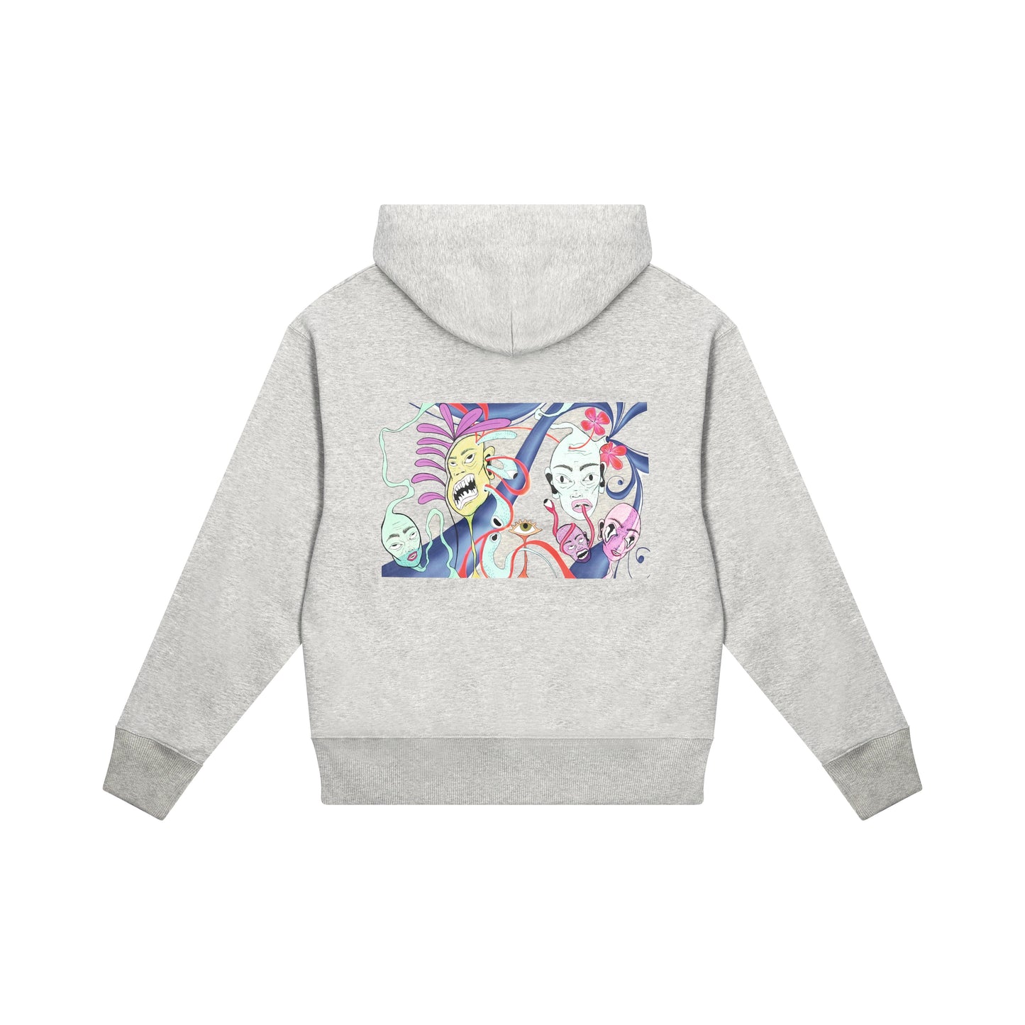 Sateria sees everything blindly unisex hooded sweatshirt heather grey